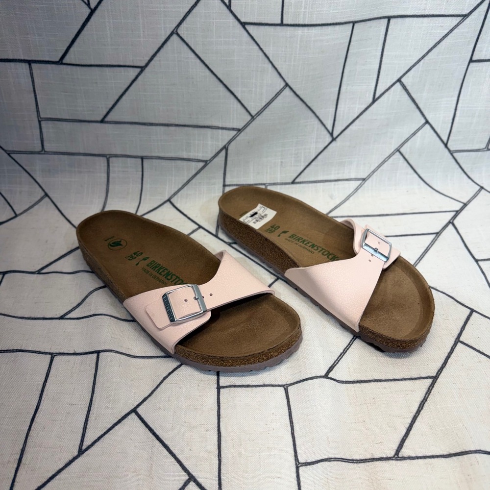Birkenstock Madrid Sandals 40 Light Pink Vegan Single Strap Slide Shoes